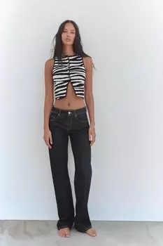 Трикотажный жилет на пуговицах ZARA, цвет zebra