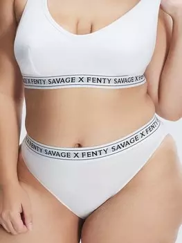 Трусики бикини Savage X Fenty Cotton Essentials Logo-Trim High-Leg, цвет Hazy White