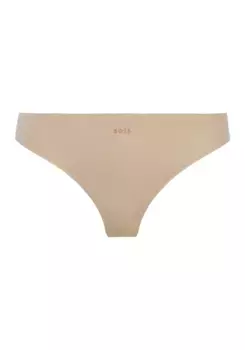 Трусики BOSS "THONG LASER CUT", с надписью-логотипом, бежевый