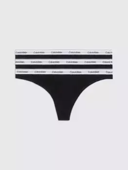Трусики Calvin Klein Underwear "3 PACK THONG (LOW-RISE)" (3 шт. в упаковке, 3 шт. в упаковке), с поясом с логотипом, черный