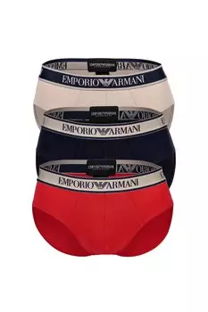 Трусики с логотипом - 3 пары Emporio Armani, красный