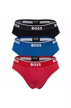 Трусики с логотипом на талии - 3 пары Boss, красный