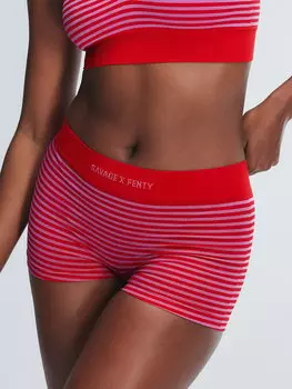 Трусики Savage X Fenty Seamless Boy Short, цвет Primrose Purple/Timeless Red Pencil Stripe Print