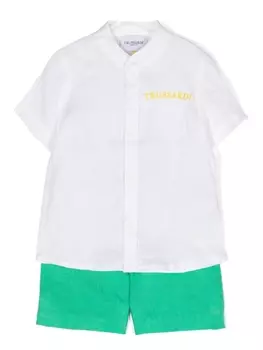 Trussardi льняные шорты с вышитым логотипом, белый