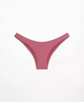 Трусы бикини Oysho Medium-coverage U-cut Rib, темно-розовый
