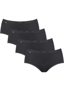 Трусы миди sloggi "Basic+ Midi 4P" (4 шт. в упаковке), с тонким кружевным краем, черный