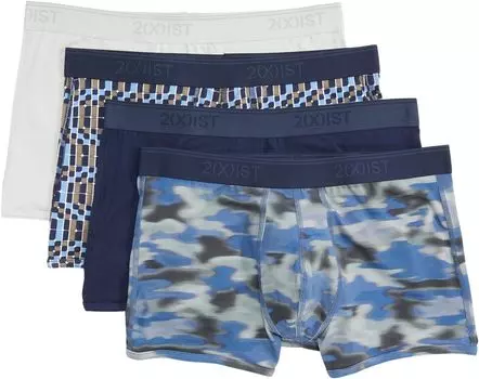 Трусы Stretch Bonus Pack 4-Pack No Show Trunk 2(X)IST, цвет Hazy Camo Blue/Navy Blazer/Reptile Geo/Dawn Blue