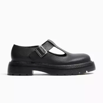 Туфли Bershka Flat Mary Jane, черный