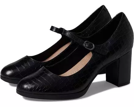 Туфли Clarks Bayla Nora, цвет Black Croc Print Leather