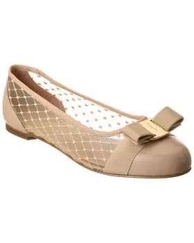 Туфли Ferragamo Varina Mesh & Leather Flat Salvatore Ferragamo, бежевый