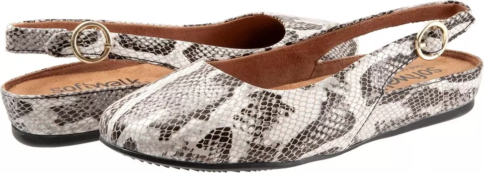 Туфли на плоской подошве SoftWalk Sandy, цвет Black/White Snake