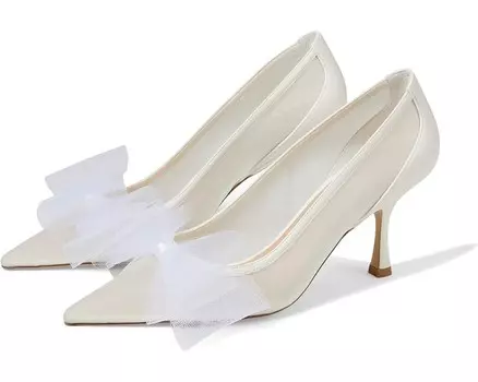 Туфли Stuart Weitzman Blushing Bow 75 Pump, цвет Cream/White