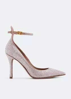 Туфли VALENTINO GARAVANI Tan-Go crystal pumps, серебряный