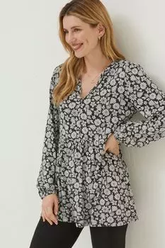 Туника FatFace Poppy Spring с цветочным принтом Fat Face, черный