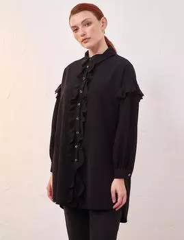Туника с рюшами черная KYR