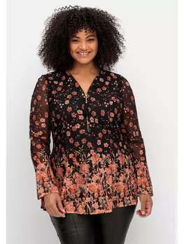 Туника sheego by Joe Browns Long aus Mesh, цвет schwarz gemustert