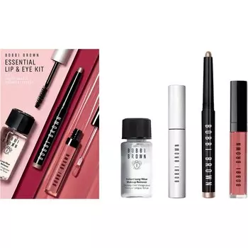 Тушь для ресниц Bobbi Brown Essential Lip & Eye Kit, LongWear Cream Shadow Stick in Glimmer 1,6 g + Smokey Eye Mascara 5,9 ml + Crushed Oil Infused Gloss in der Farbe New Romantic 6 ml + Instant LongWear Makeup Entferner 30 ml / 1 Stk.