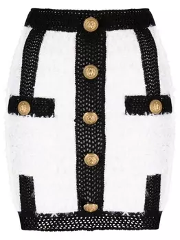 Твидовая юбка мини Balmain, белый