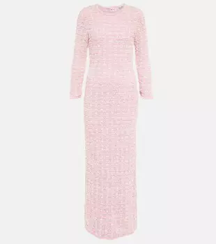 Твидовое платье макси Balenciaga, розовый