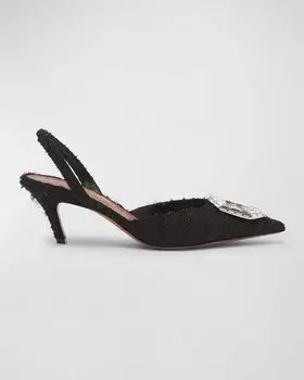 Твидовые туфли Camelia 60 с бретельками на бретельках Amina Muaddi, цвет Black