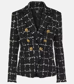 Твидовый пиджак в клетку Balmain, черный