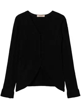 TWINSET Приталенный трикотажный кардиган, черный