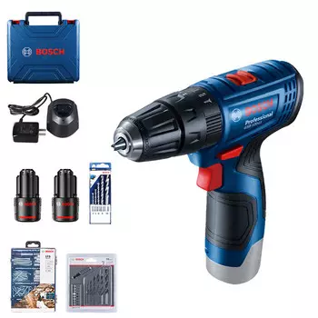 Ударная дрель Bosch GSB120-Li + два аккумулятора 2.0Ah, аксессуары