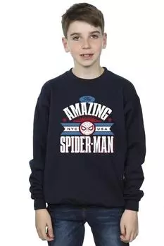Удивительная толстовка Spider-Man NYC Marvel, темно-синий