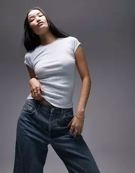 Удлиненная футболка с кружевом "пуантелле" Topshop