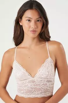 Удлиненный кружевной бюстгальтер с цветочным принтом Forever 21, розовый