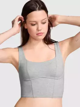 Удлиненный спортивный бюстгальтер из хлопка на весь день Pink, цвет Heather Charcoal
