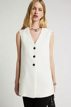 Удлиненный жилет с пуговицами River Island, бежевый