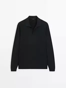 Удобная рубашка поло с длинным рукавом Massimo Dutti, серый