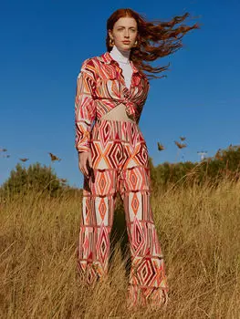 Удобные атласные женские брюки с узором LCW Casual
