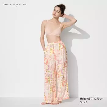 Удобные брюки с принтом UNIQLO, белый