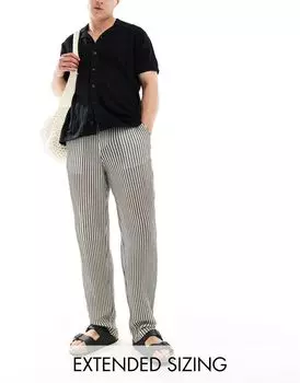 Удобные черно-белые полосатые брюки ASOS DESIGN