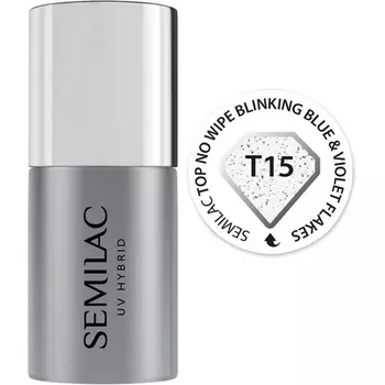УФ-гель-лак No Wipe Top Coat, 7 мл, мигающий синий и фиолетовый, Semilac