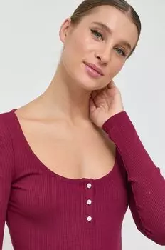 Угадай длинный рукав Guess, бордовый