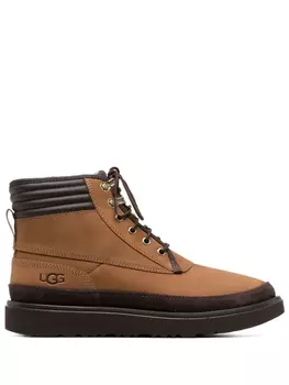 UGG ботинки на шнуровке с дутыми вставками, коричневый
