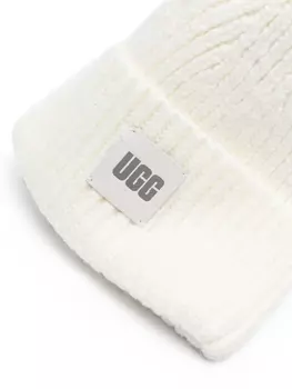 UGG шапка бини в рубчик, белый