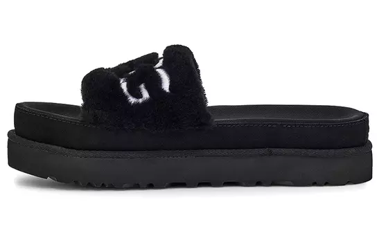 Сандалии UGG Laton Fur Slide Black Women's