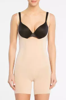 Укорочающее боди телесного цвета Spanx с вырезом Spanx, светло-бежевый