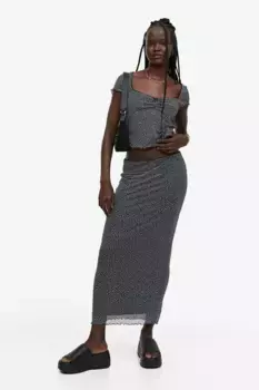 Укороченная блузка из сетчатого материала H&M, черный