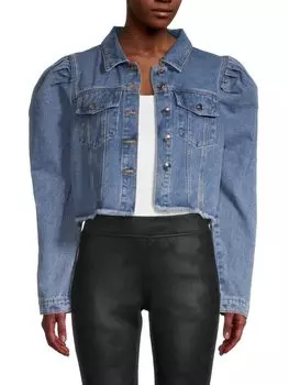 Укороченная джинсовая куртка Lea &amp; Viola с пышными плечами, denim