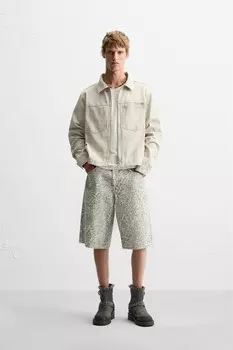 Укороченная джинсовая рубашка ZARA, камень