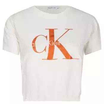 Укороченная футболка Calvin Klein, белый