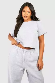 Укороченная футболка плюс Boohoo, серый