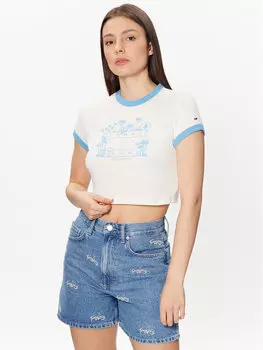 Укороченная футболка Tommy Jeans, белый
