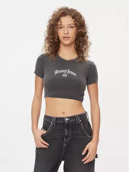 Укороченная футболка Tommy Jeans, черный