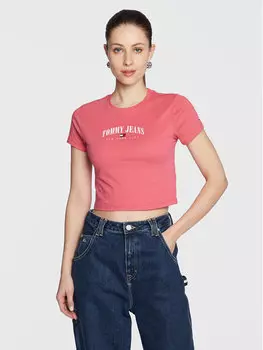 Укороченная футболка Tommy Jeans, розовый